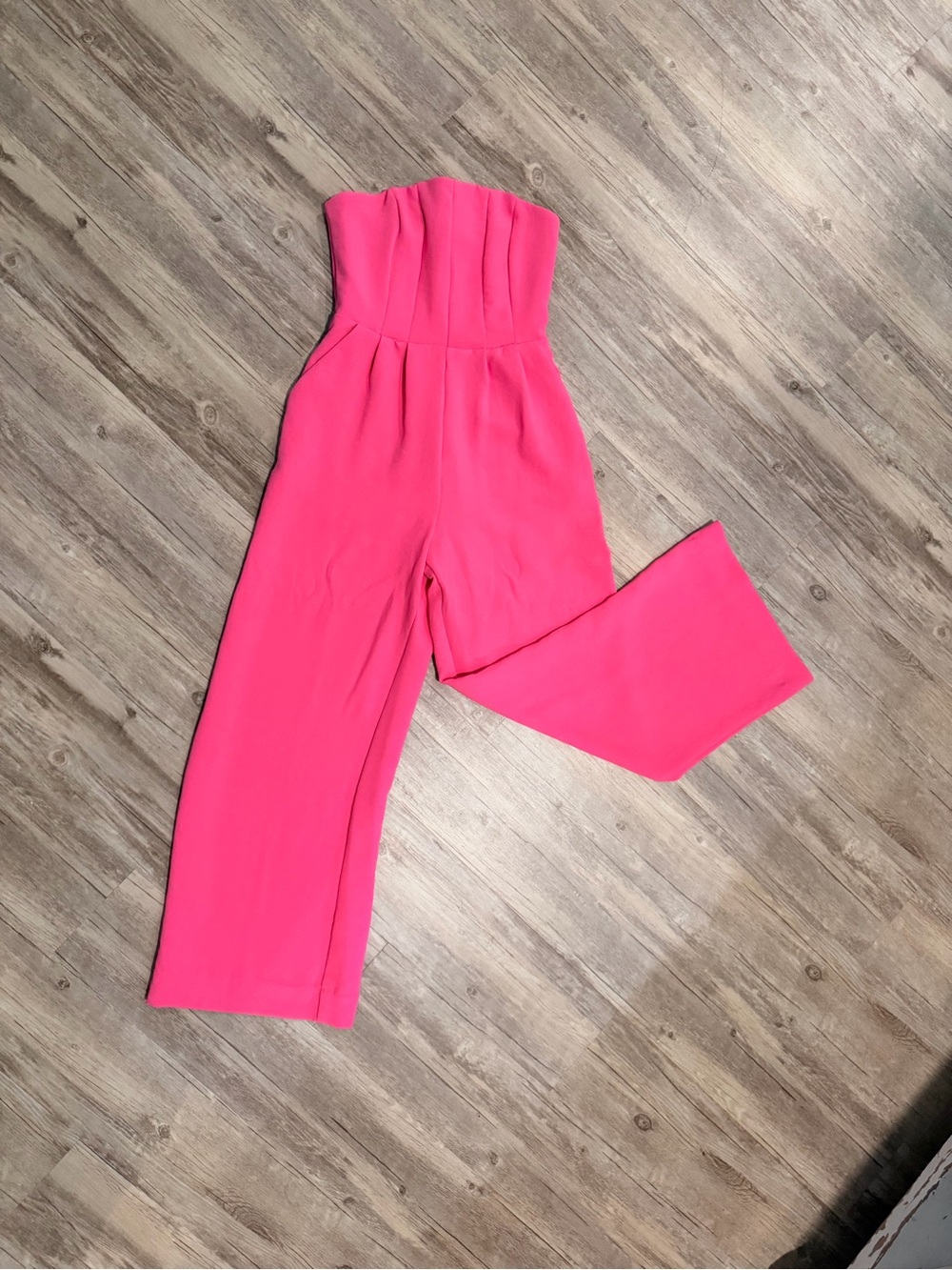 Strapless Hot Pink Wide-Leg Jumpsuit